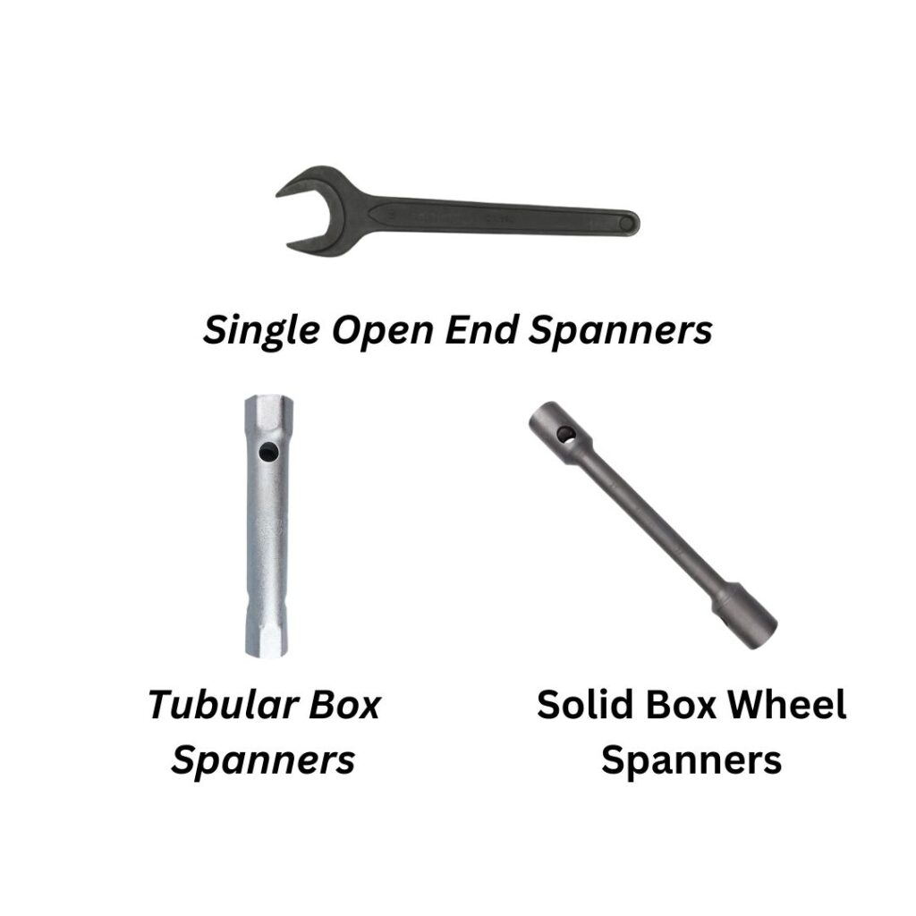 solid box wheel spanners
Tubular box spanners
single open end spanners